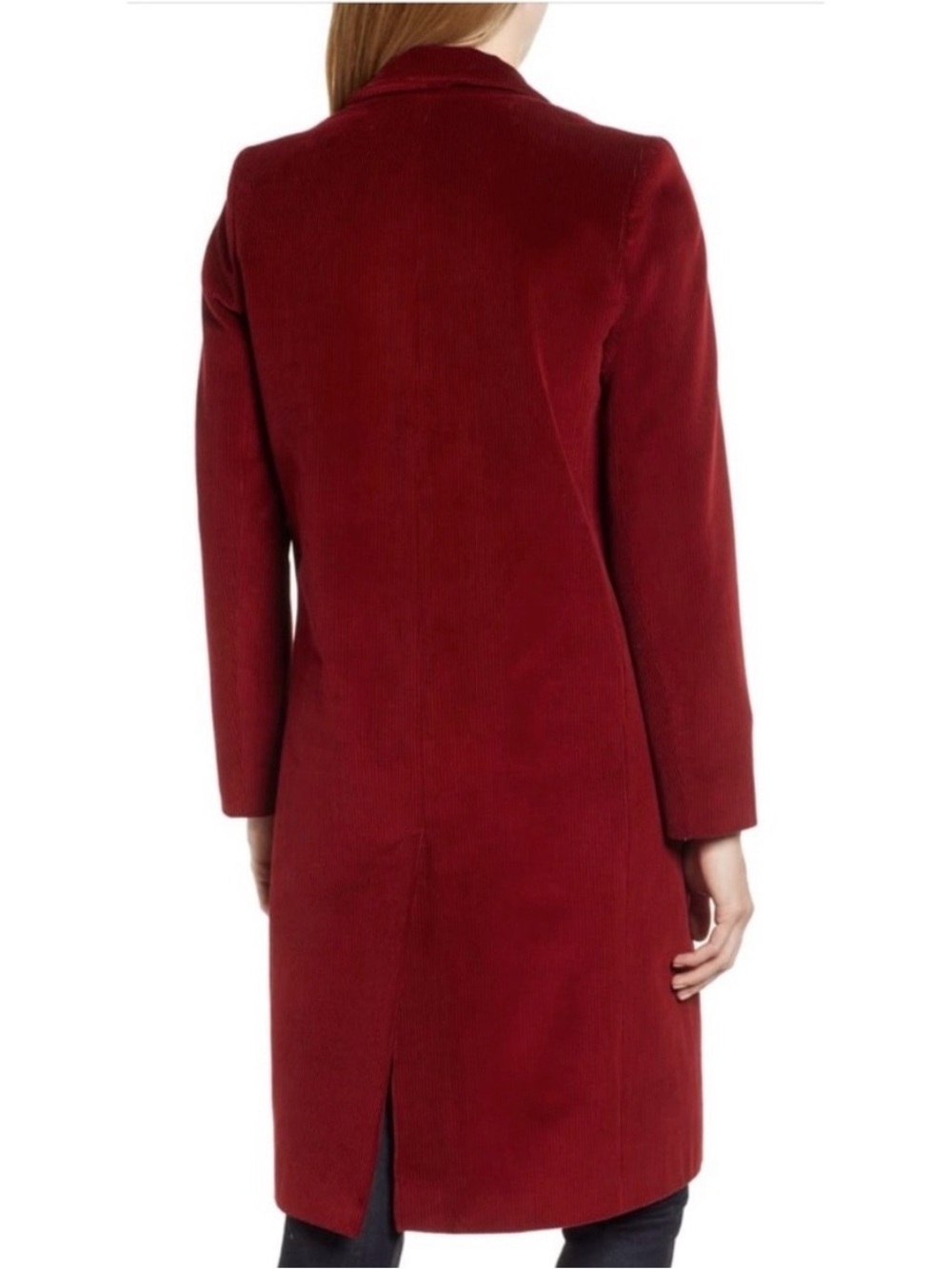 ANTHROPOLOGIE by Helene Berman: Deep Red Long Corduroy Coat-LIKE NEW - Picture 7 of 16
